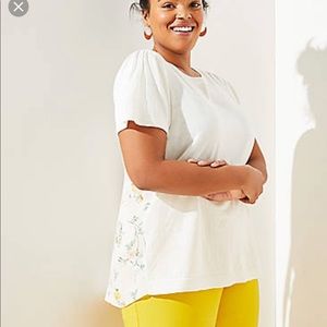 LOFT GARDEN MIXED MEDIA TIE BACK FLUTTER SWEATER